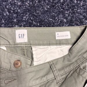 NWT.  GAP Light Olive Girlfriend Pants 14